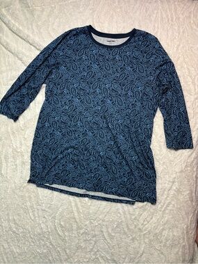 Womens Lands End Blue Paisley Top Size XLT Tall